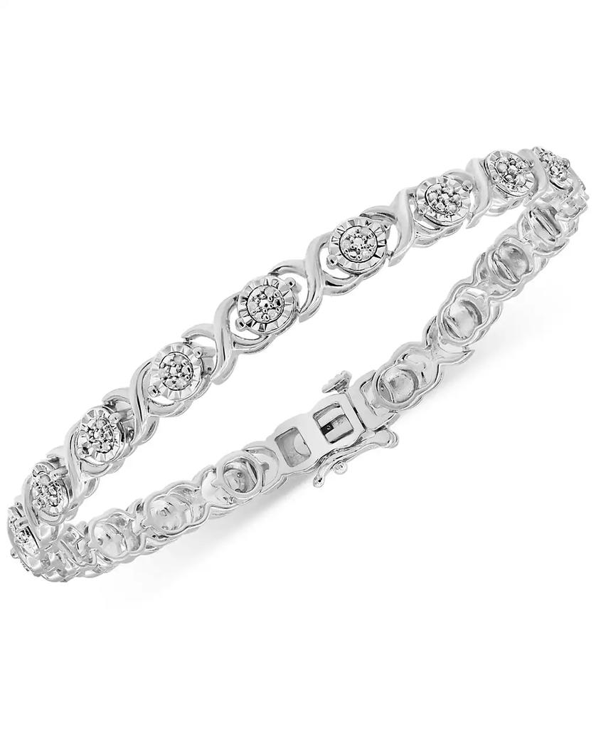 Macy's Diamond Link Bracelet (1/4 ct. t.w.) in Sterling Silver or 14k Yellow Gold Over Sterling Silver