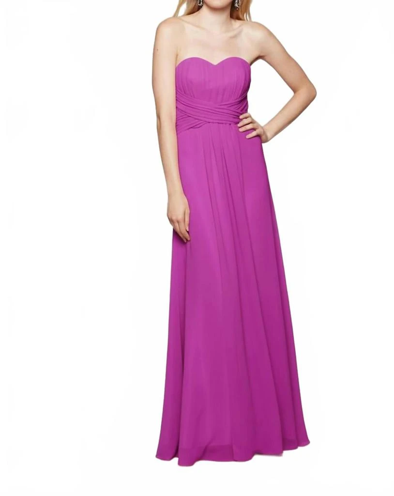 dessy group strapless empire waist cutout dress i think Dessy Collection Strapless Empire Waist Chiffon Gown main image 0