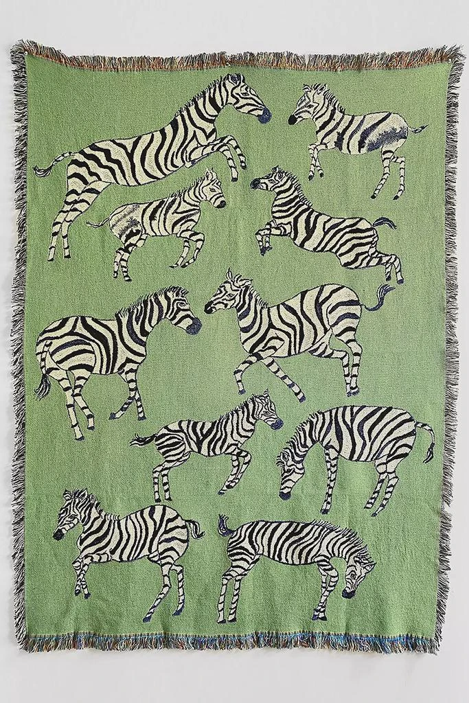 Olivia Wendel Textiles Olivia Wendel Green Zebras Blanket