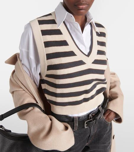 Brunello Cucinelli Striped cotton sweater vest 4
