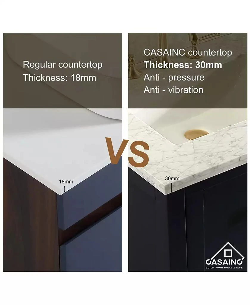 CASAINC 60-Inch Solid Wood Bathroom Vanity with Marble Top and Ceramic Basin 6