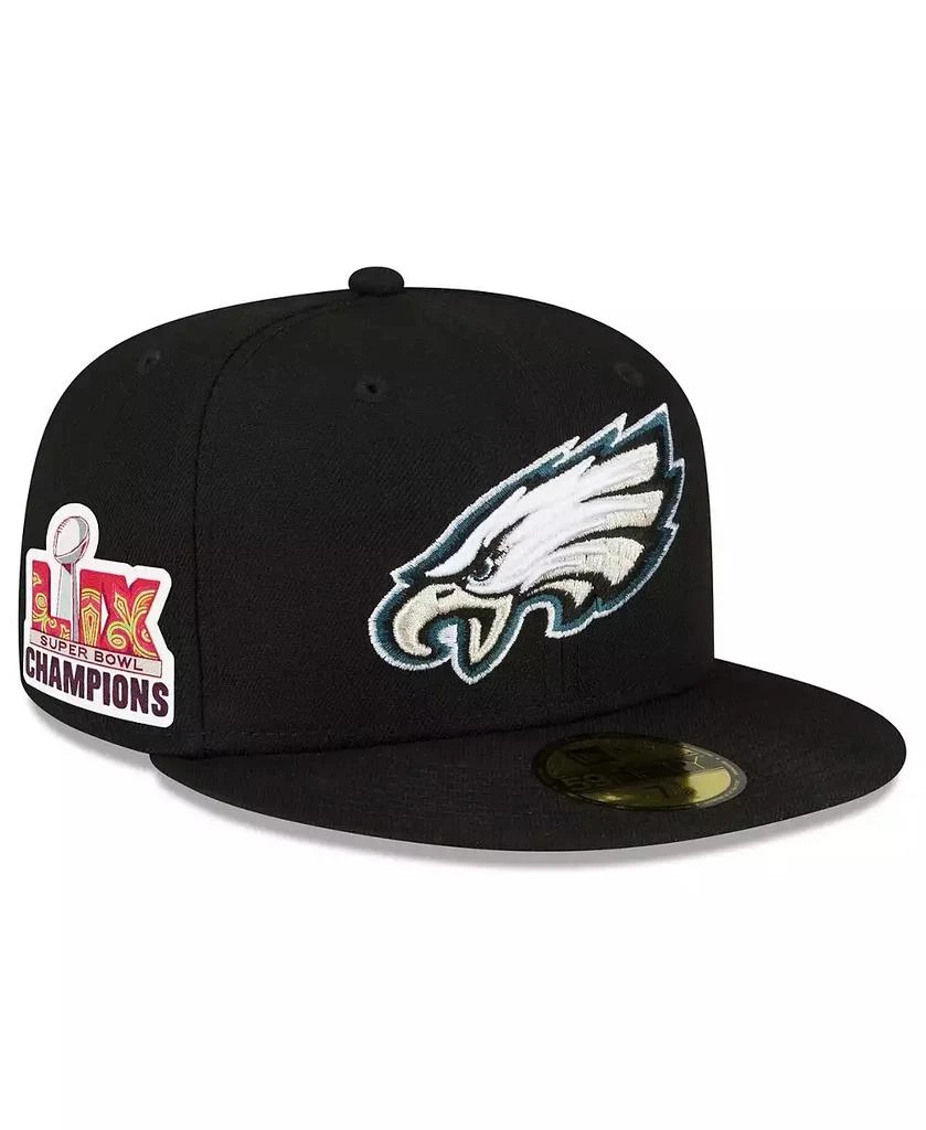 New Era Men's Black Philadelphia Eagles Super Bowl LIX Champions Side Patch 59FIFTY Fitted Hat 1