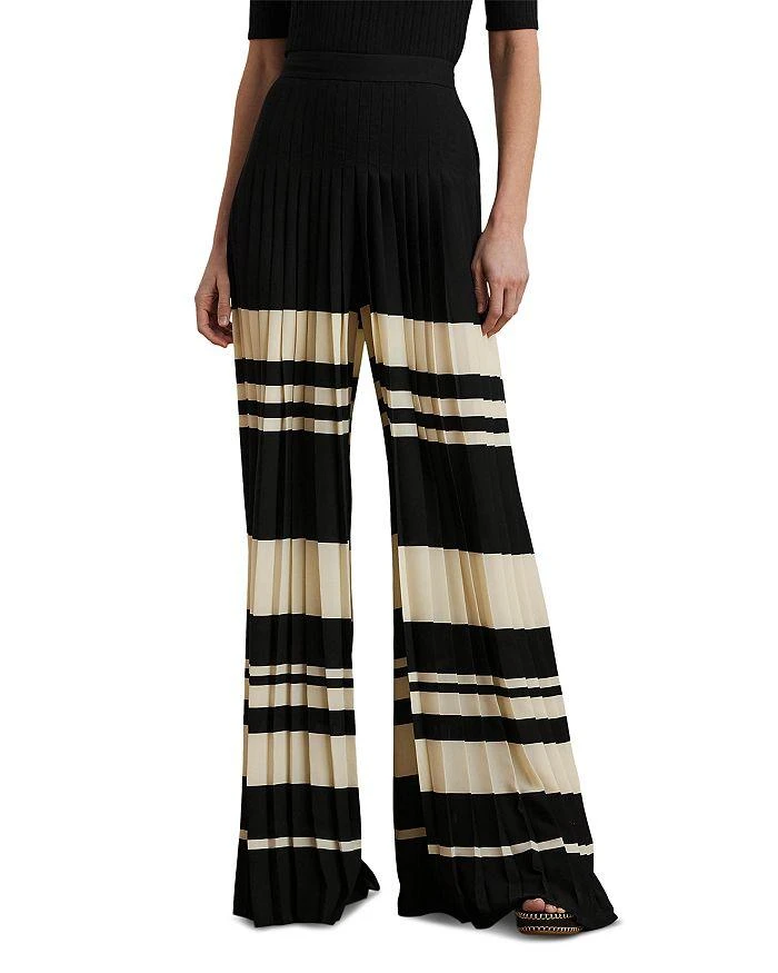 Ralph Lauren Striped Pleated Georgette Wide Leg Pants 1