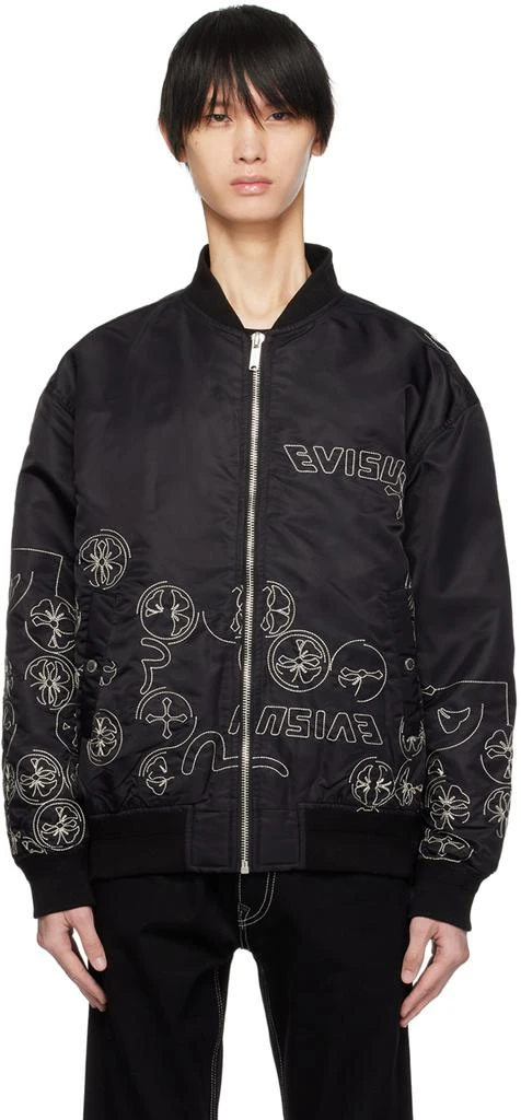 Evisu Black Embroidered Bomber Jacket 1