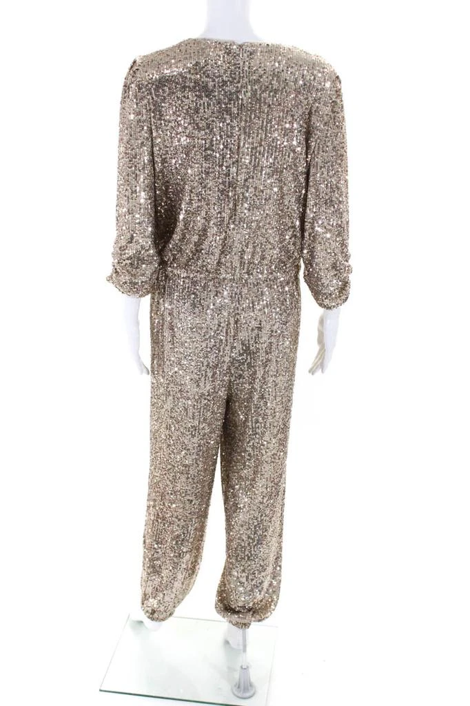 Generation Love Womens Meadow Sequin Cropped Surplice Jumpsuit Gold 3