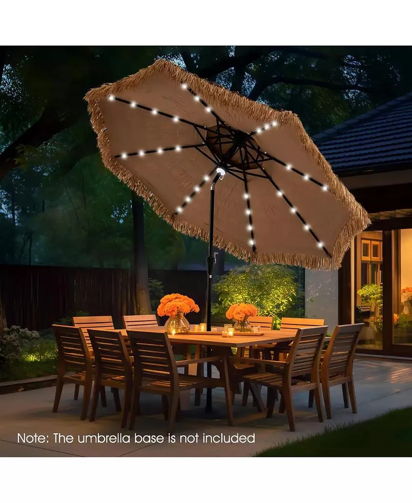 Gymax 10 FT Hula Thatched Tiki Umbrella 2-Tier Hawaiian Style Solar Patio Umbrella 8