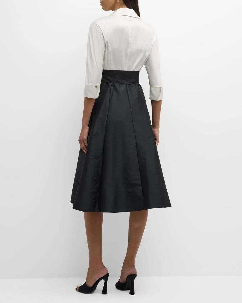 Teri Jon Two-Tone 3/4-Sleeve Taffeta Shirtdress 4