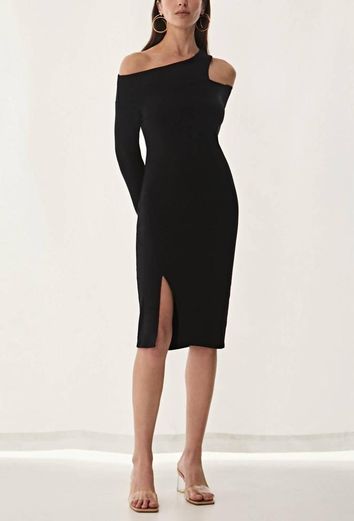 krisa Asymmetrical Cutout Dress In Black