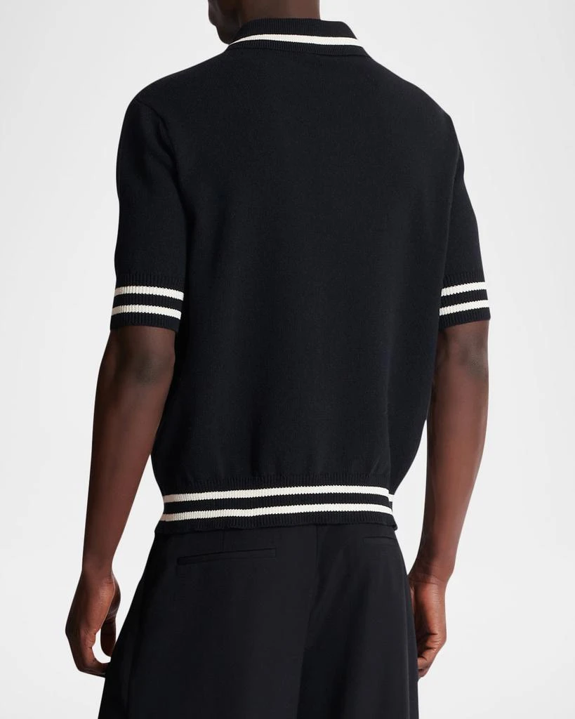 Balmain Men
s College Emblem Pocket Knit Polo Shirt 3