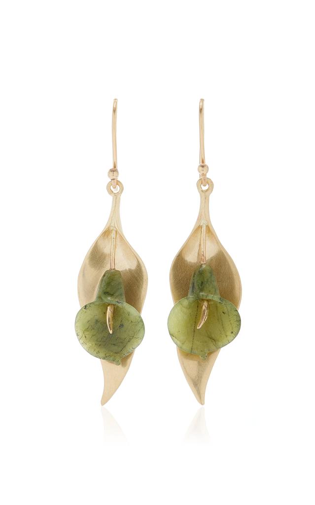 Annette Ferdinandsen Annette Ferdinandsen - Cala Lily 14K Yellow Gold Jade Earrings - Green - OS - Moda Operandi - Gifts For Her