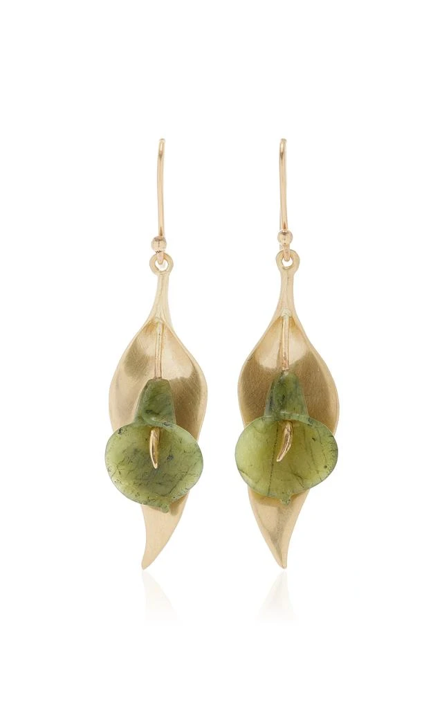 Annette Ferdinandsen Annette Ferdinandsen - Cala Lily 14K Yellow Gold Jade Earrings - Green - OS - Moda Operandi - Gifts For Her 1
