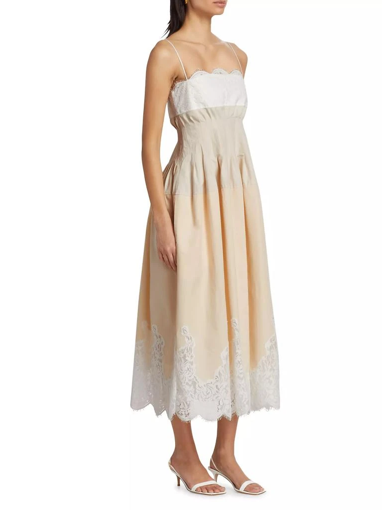 SIMKHAI Lilianna Poplin Lace Combo Midi-Dress 4