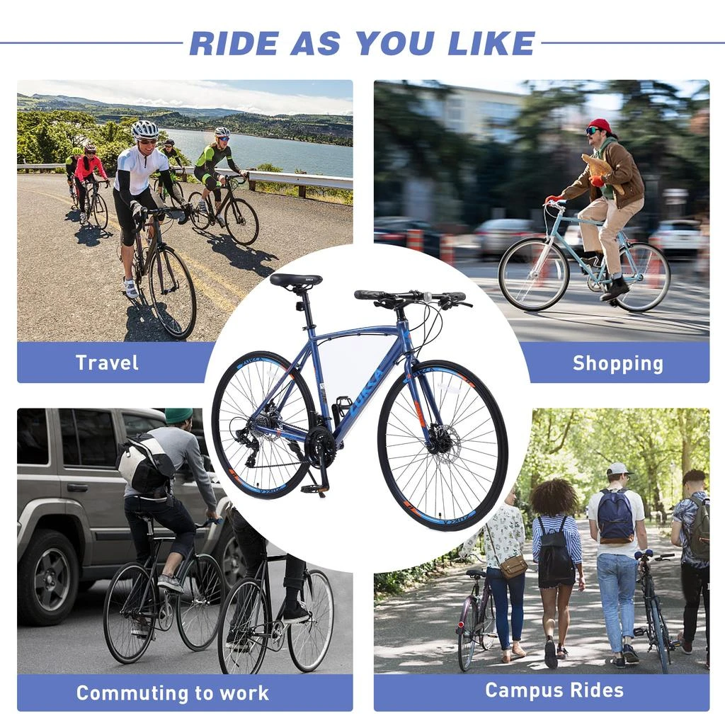Streamdale Furniture Streamdale 27 Speed Hybrid Bike Disc Brake 700C Road Bike For Men Women's City 3