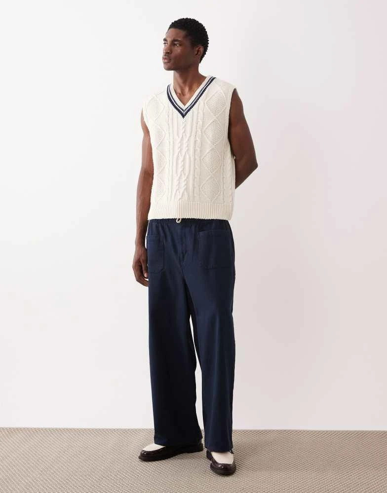 Gant Gant cable knit vest with contrast collar in cream 2