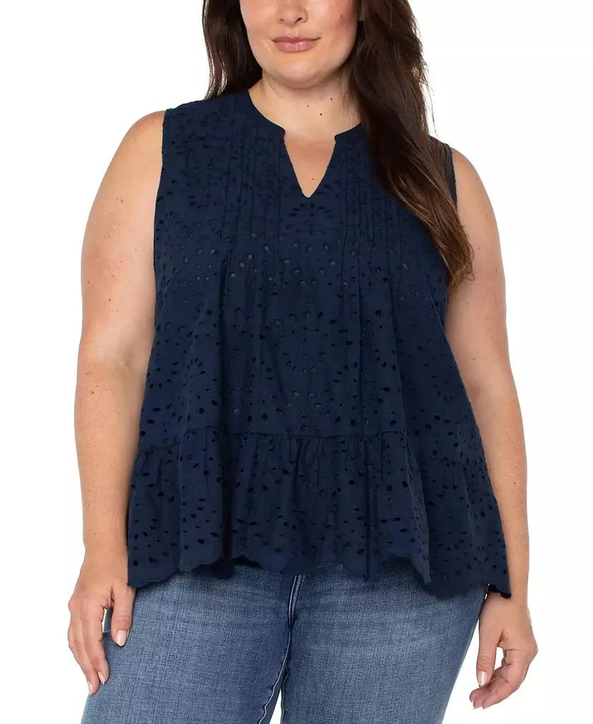 Liverpool Liverpool Plus Size Cotton Eyelet Sleeveless Blouse 1