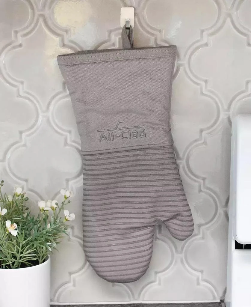 All-Clad Ribbed Silicone Cotton Twill Oven Mitt, Set of 2 3