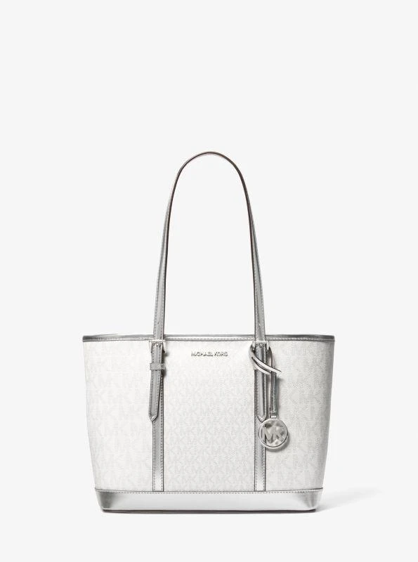 Michael Kors Jet Set Travel Small Metallic Logo Top-Zip Tote Bag 1