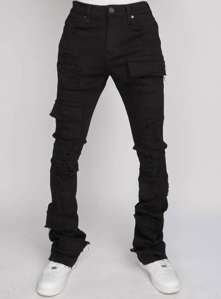 Politics Men's Super Stacked Cargo Jeans In Jet Black 1