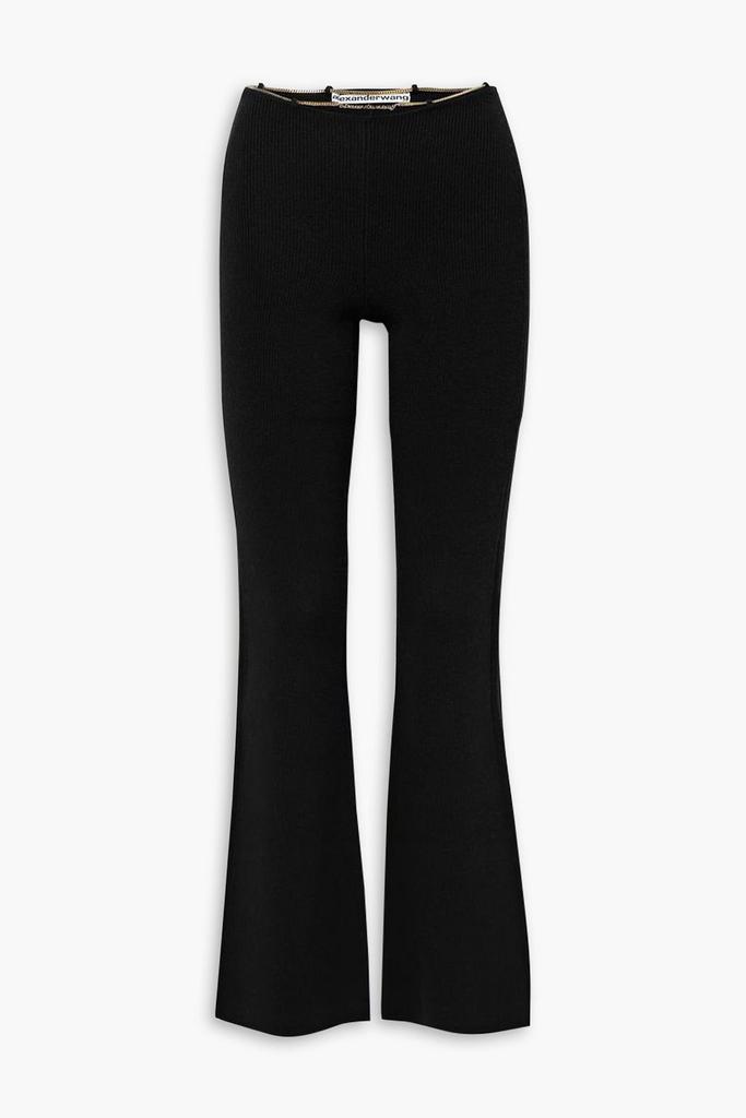 Alexander Wang Chain-embellished ribbed wool-blend flared pants