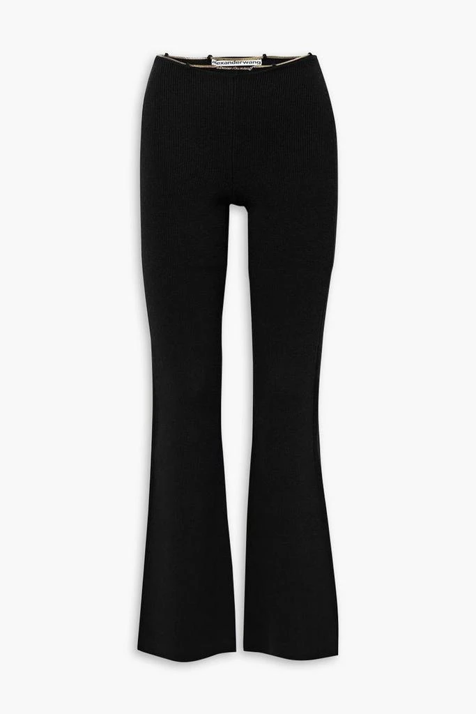 ALEXANDER WANG Chain-embellished ribbed wool-blend flared pants 1