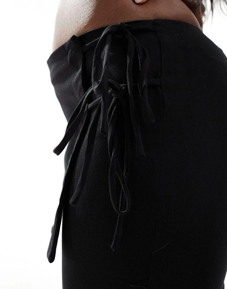 Mango Mango tie side straight leg trouser in black 2