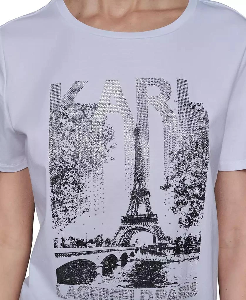 Karl Lagerfeld Paris Women's Embellished Paris Scene Graphic T-Shirt 3