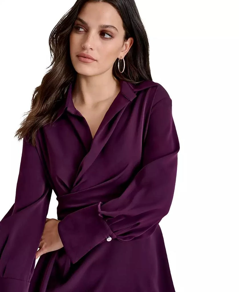 DKNY Petite Collared-V-Neck Long-Sleeve Short Dress 5