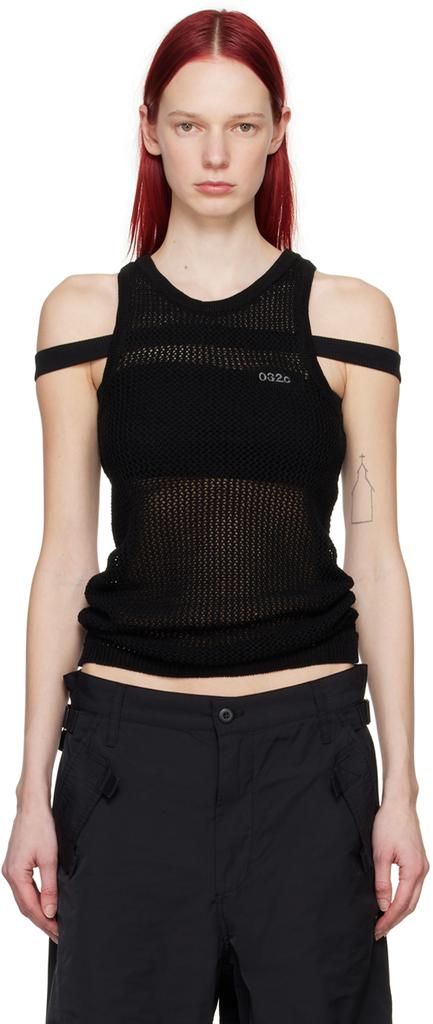 032c Black Embroidered Tank Top