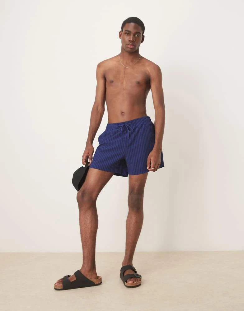 Abercrombie & Fitch Abercrombie & Fitch swimwear 5"" seersucker short in navy 1
