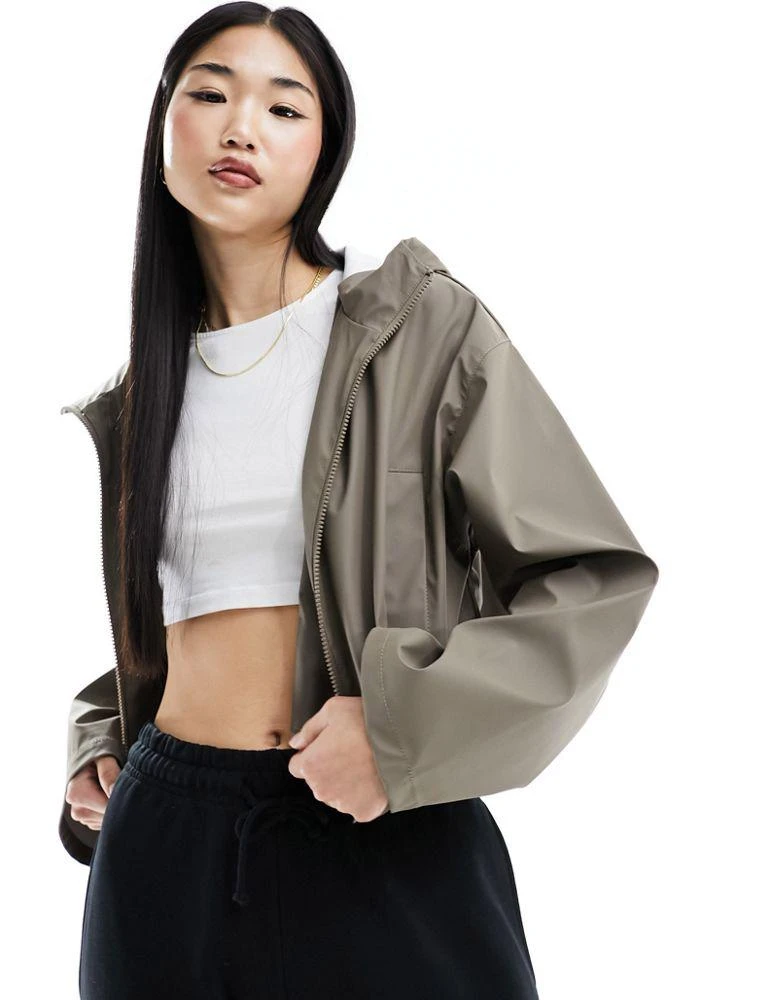 ASOS ASOS DESIGN cropped rain jacket with hood in mushroom