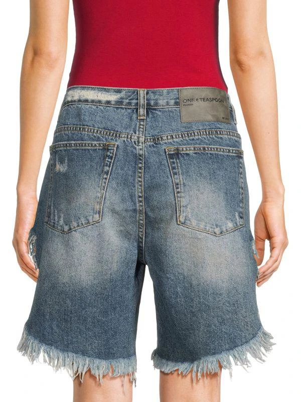 One Teaspoon Frankies Fringed Denim Shorts 2