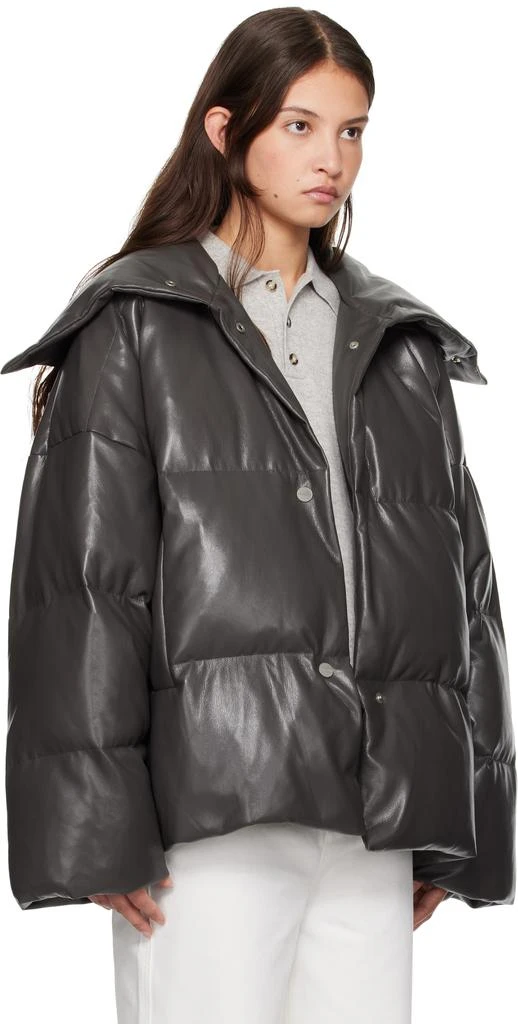 Nanushka Khaki Alora Down Vegan Leather Jacket 2