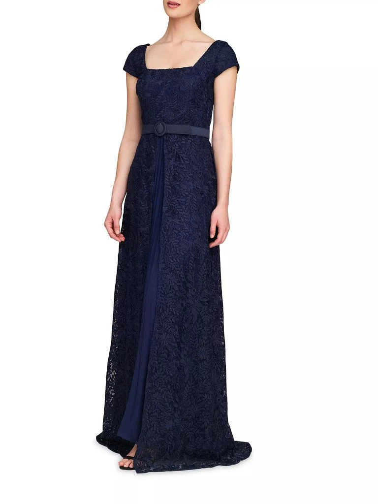 Kay Unger Claudia Lace-Chiffon Pleated Gown 3