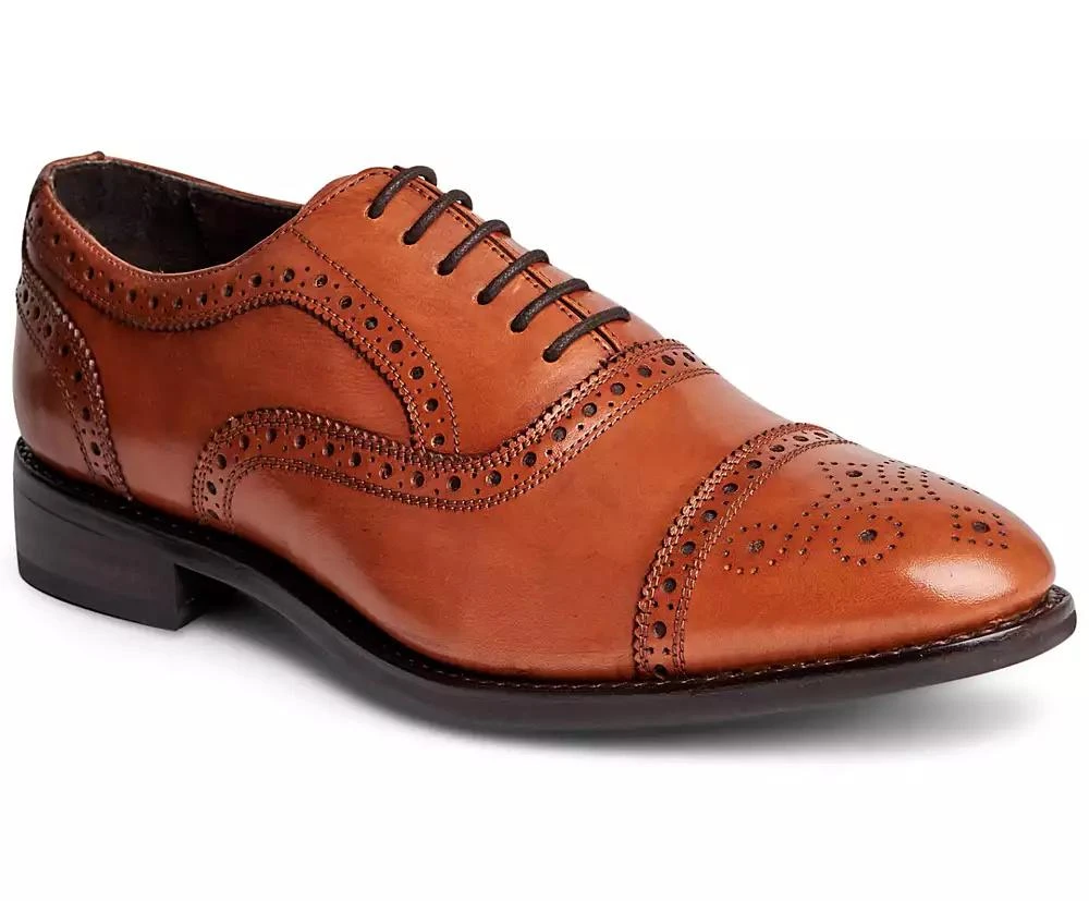 Anthony Veer Men's Ford Quarter Brogue Oxford Rubber Sole Lace-Up Dress Shoe 1