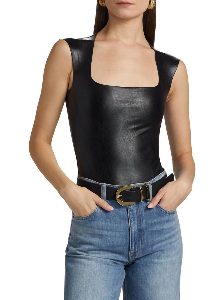 Commando Commando - Faux Leather Cap Sleeve Bodysuit 4