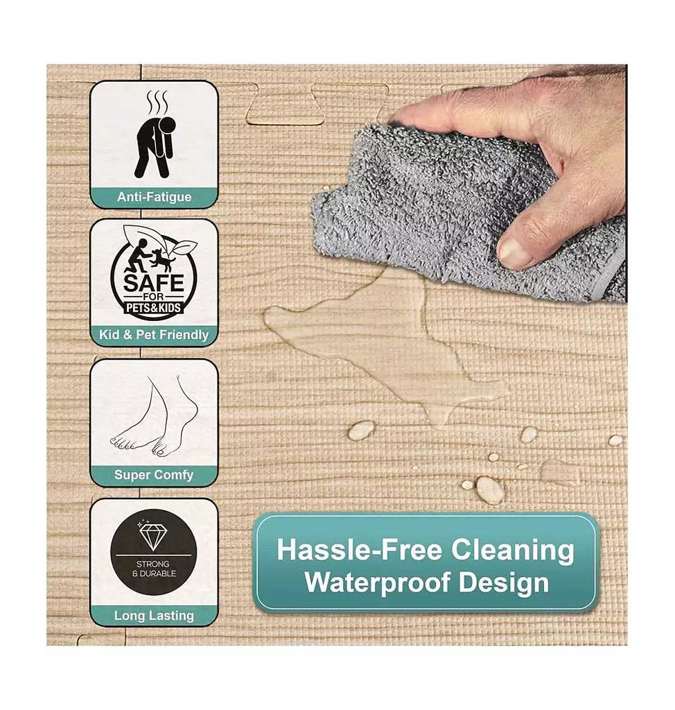 Sorbus Thick 3/8-inch Wood Grain Floor Foam Tile Mats (16 Tiles,16 Sq ft - Light Pine)