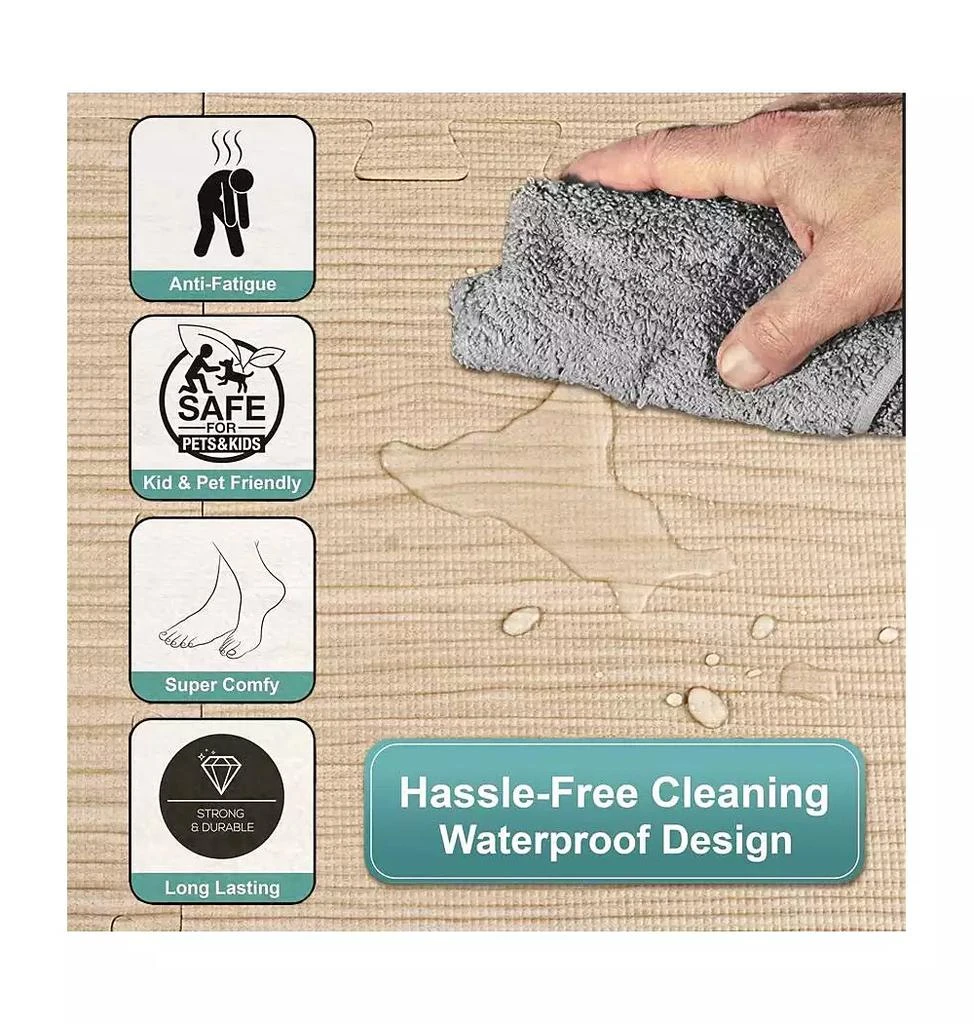 Sorbus Thick 3/8-inch Wood Grain Floor Foam Tile Mats (16 Tiles,16 Sq ft - Light Pine) 2