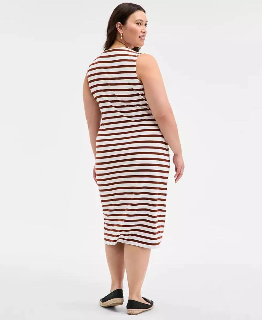 On 34th Trendy Plus Size Striped Knot-Front Knit Midi Dress, Exclusively at Macy
s 2