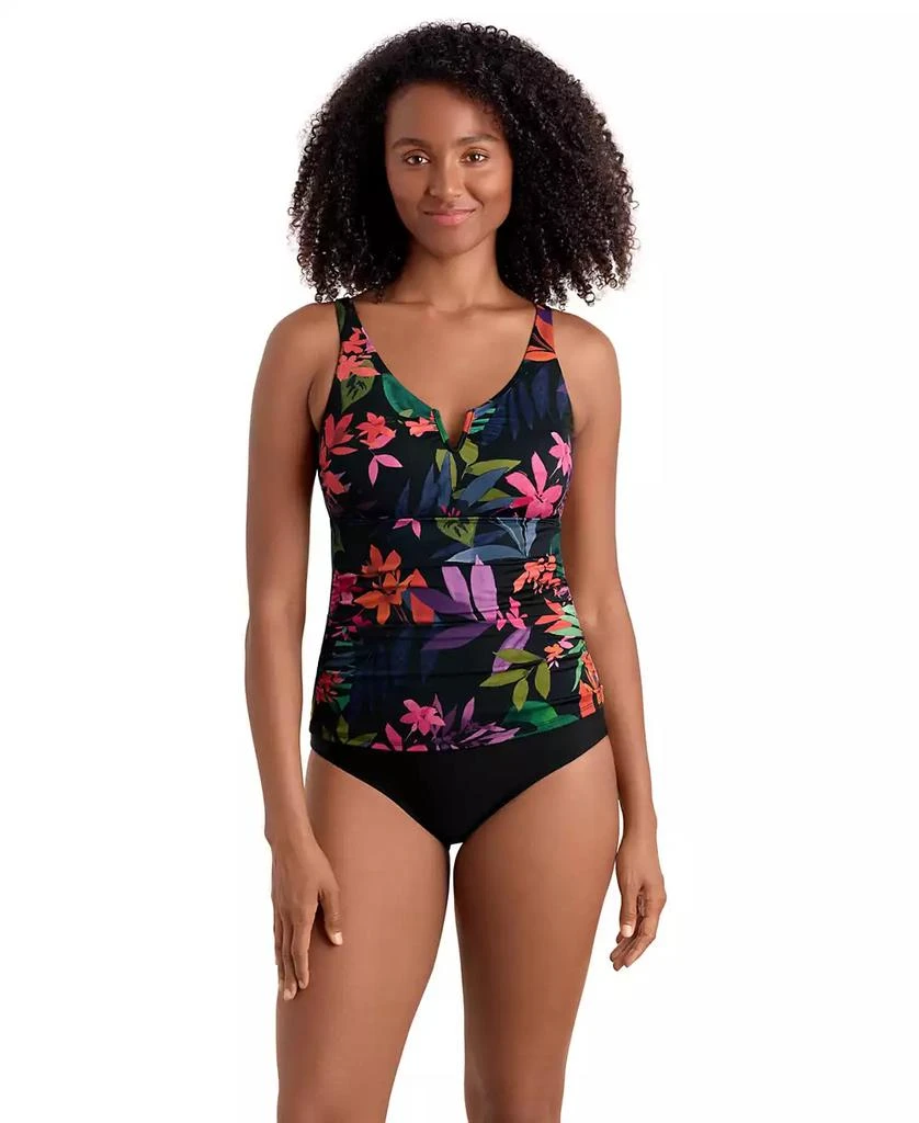 ShapeSolver Sport by Mimi Flamingo Women's Shirred Pull-On Tankini Top 1