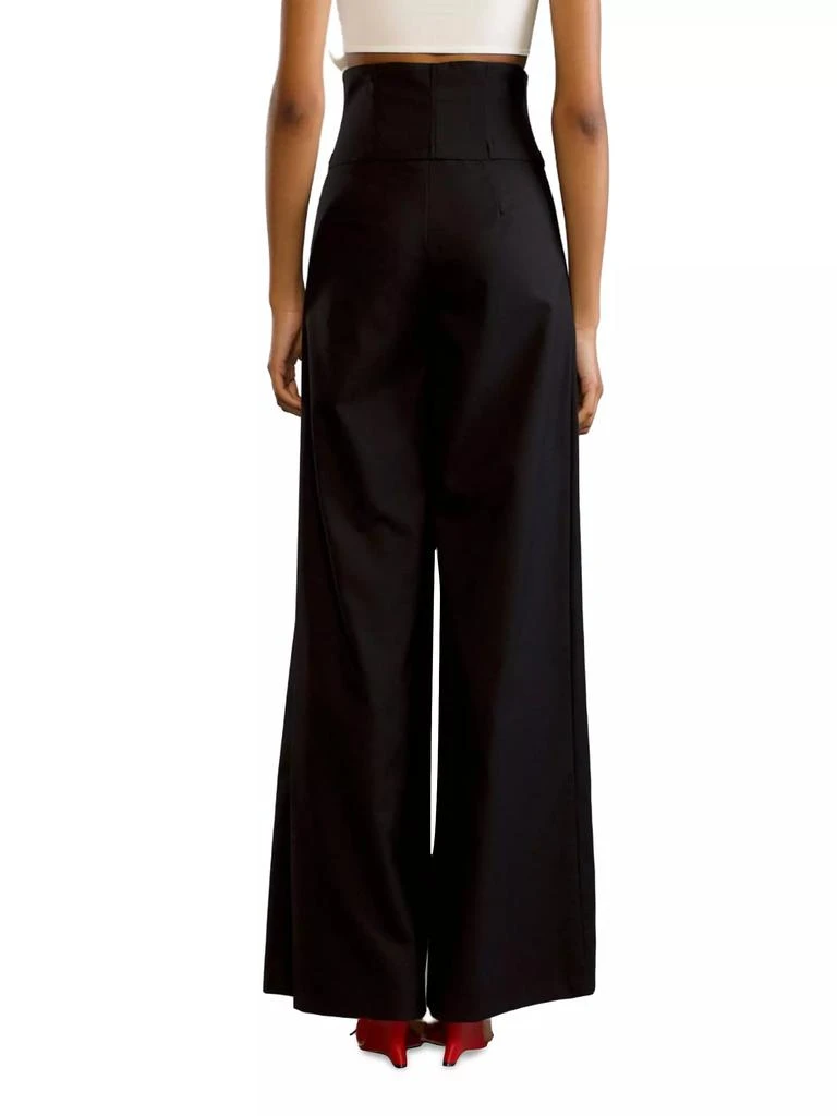 Cynthia Rowley Wool Corset Wide-Leg Pants 4