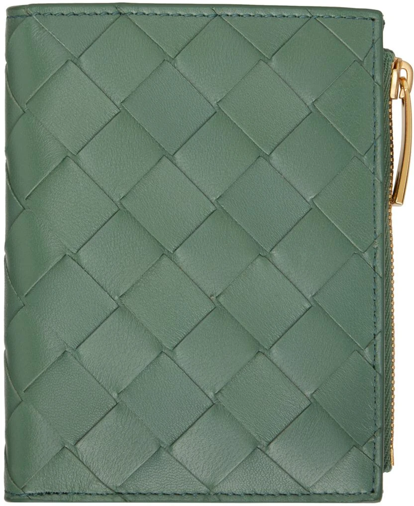 Bottega Veneta Green Small Intrecciato Bi-Fold Wallet 1