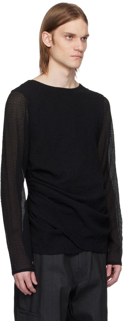 Omar Afridi Black Draped Long Sleeve T-shirt