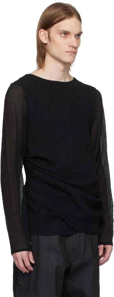 Omar Afridi Black Draped Long Sleeve T-shirt 2