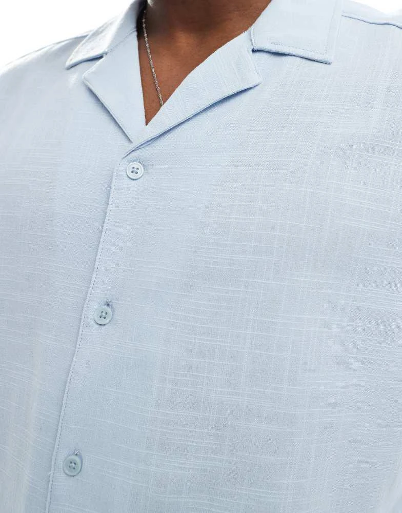 Only & Sons ONLY & SONS boxy fit revere collar shirt in light blue 2