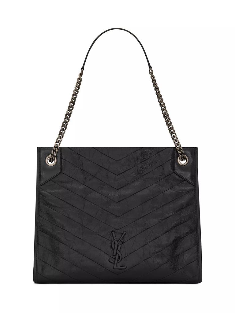 Saint Laurent Niki Medium Shopping Bag In Crinkled Vintage Leather