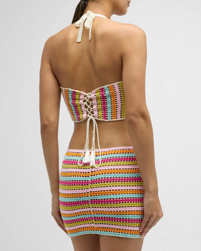 My Beachy Side Hand Crochet Mini Dress with Faux Leather Scoop Motifs 6