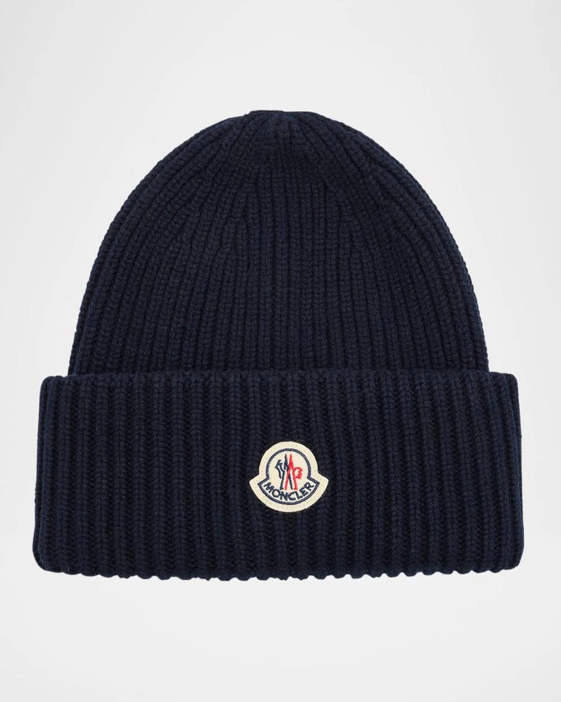 Moncler Men's Ribbed Logo Beanie 1