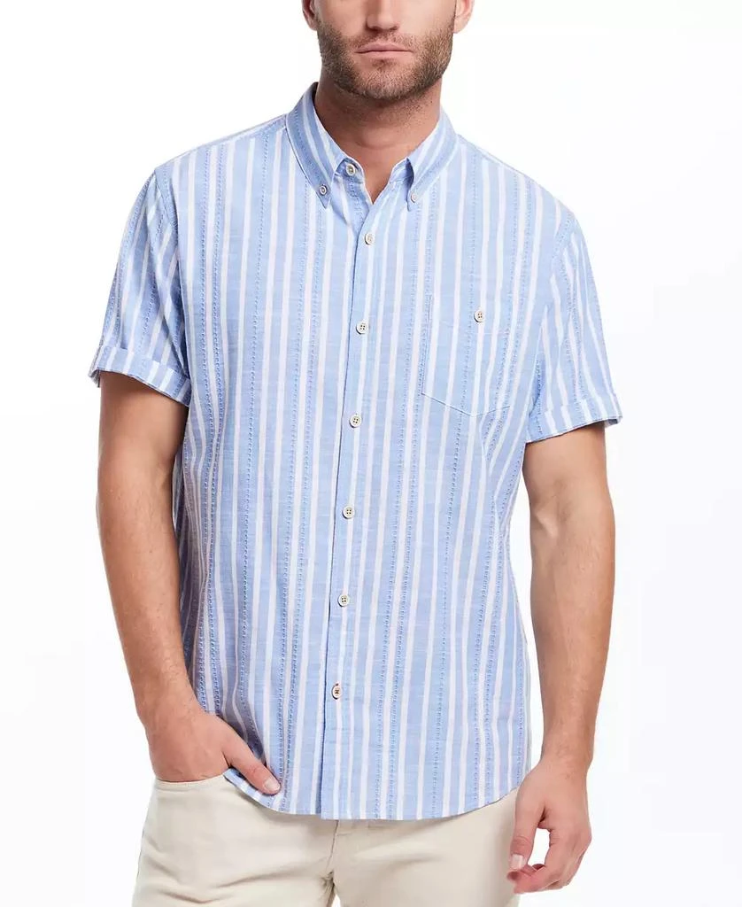 Weatherproof Vintage Men's Regular-Fit Textured Stripe Button-Down Shirt 1