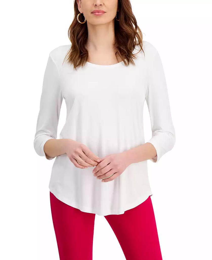 売れ筋商品|||ジェイエムコレクション カットソー トップス レディース Women's Printed 3/4 Sleeve Jacquard Top, Created for Macy's Windswept JM Collection Women's Printed 3/4 Sleeve Jacquard Top