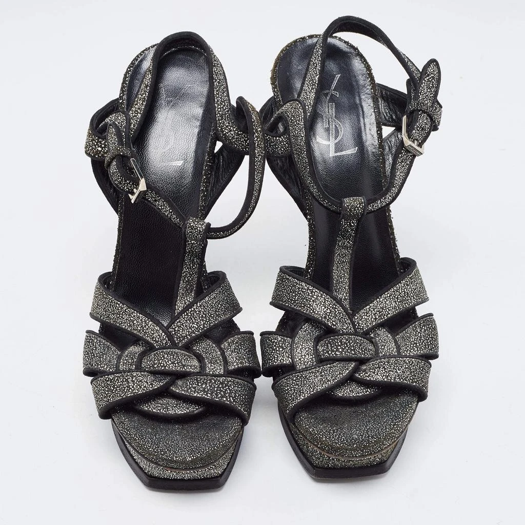 Saint Laurent Paris Saint Laurent Two Tone Glitter Suede Tribute Sandals Size 39 3